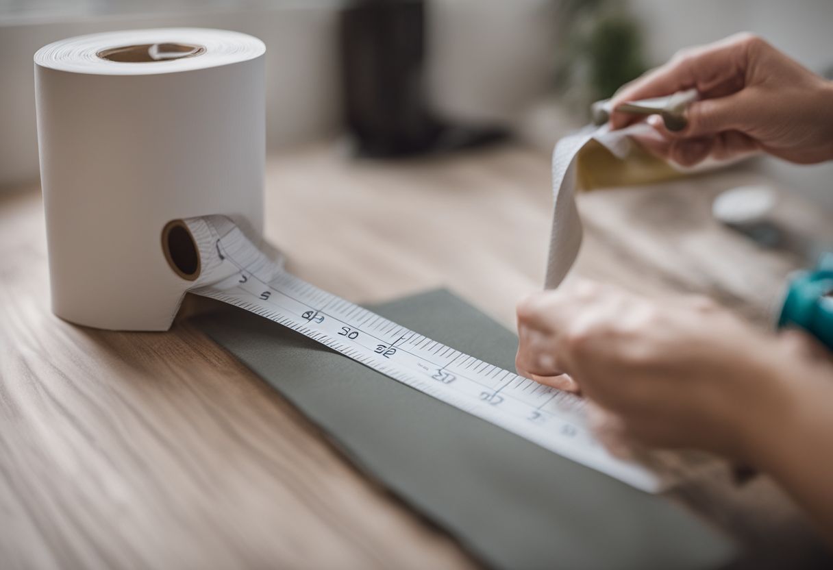 Toilet paper roll showing measurement markings for circumference