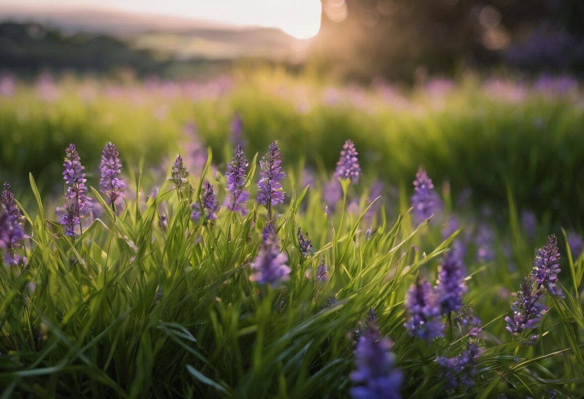 Little Purple Flowers In Grass