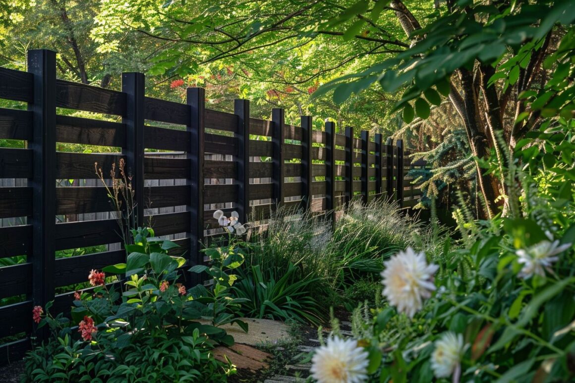 black wood stain fence