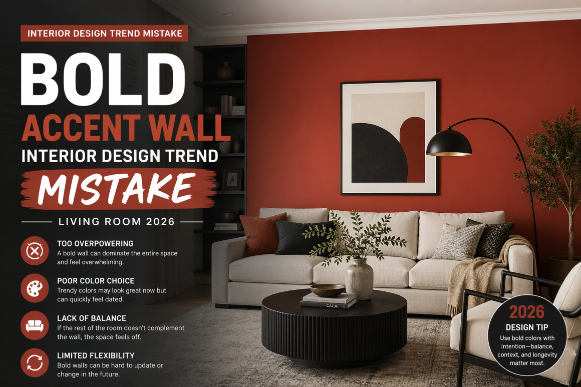 Bold accent wall interior design trend mistake living room