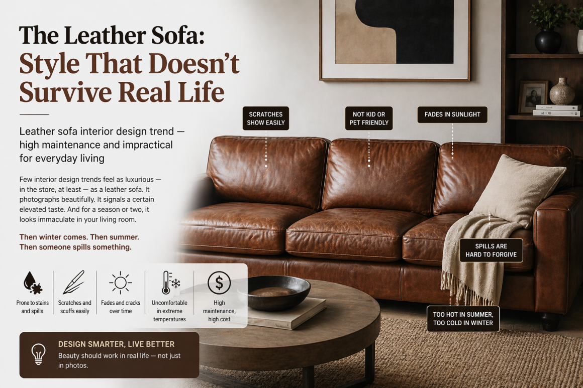 Leather sofa interior design trend regret living room